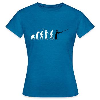 Choix de couleur libre de Fishing Evolution lors de l'impression - T-shirt Femme - bleu saphir antique chiné - Devant - AI Model Female 172 dark (172cm)