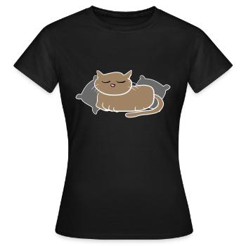 chat sommeil animal de compagnie fatigué animal de compagnie - T-shirt Femme - noir - Devant - AI Model Female 172 dark (172cm)