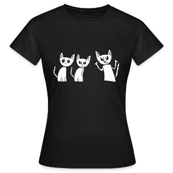 Streit Katzen Katze Haustiere schreien - Frauen T-Shirt - Schwarz - Vorne - AI Model Female 172 dark (172cm)