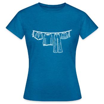Laundry Clothesline Hand Drawn Funny - Women's T-Shirt - antique blue sapphire heather - Front - AI Model Female 172 dark (172cm)