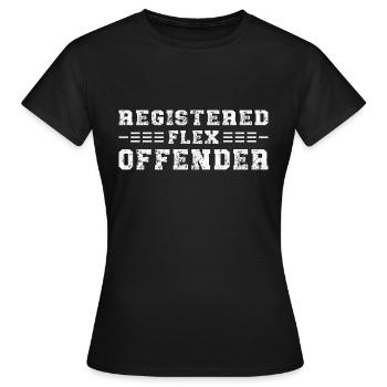 Funny Registered Flex Offender Bodybuilding - Women's T-Shirt - black - Front - AI Model Female 172 dark (172cm)