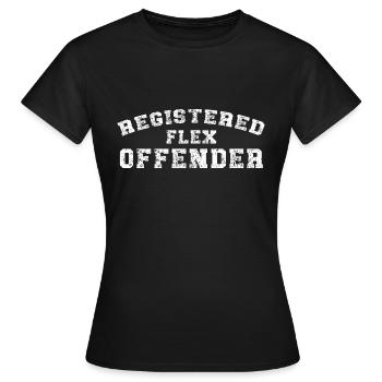 Funny Registered Flex Offender Bodybuilding - Women's T-Shirt - black - Front - AI Model Female 172 dark (172cm)