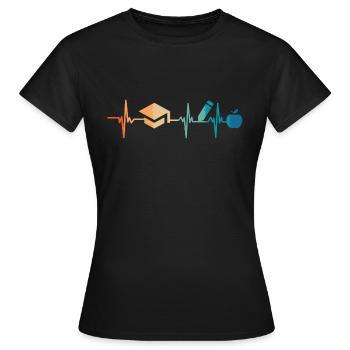 Battement de cœur enseignement - T-shirt Femme - noir - Devant - AI Model Female 172 dark (172cm)