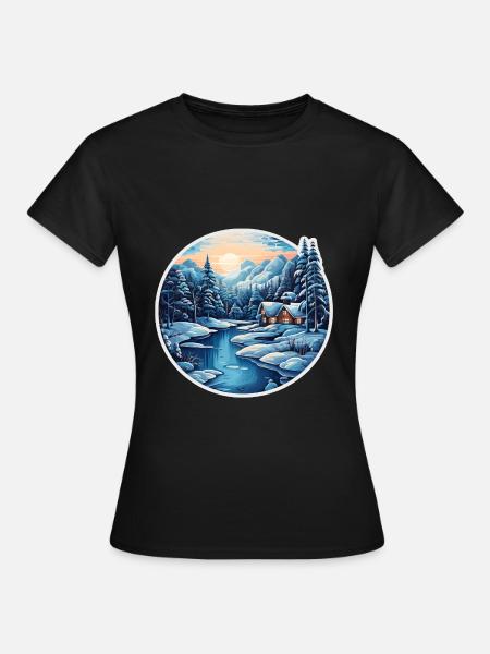 Winterlandschaft - Frauen T-Shirt - Schwarz