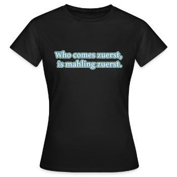 Qui passe en premier - T-shirt Femme - noir - Devant - AI Model Female 172 dark (172cm)