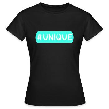 #Unique, Einzigartig, Besonders, Social,Hashtag - Frauen T-Shirt - Schwarz - Vorne - AI Model Female 172 dark (172cm)