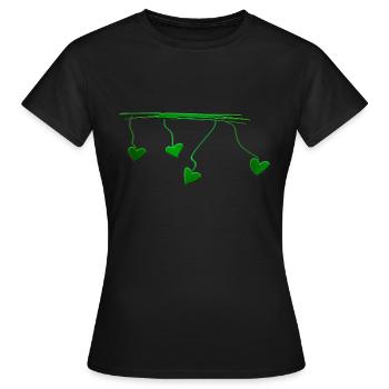 green heart lines line line - Women's T-Shirt - black - Front - AI Model Female 172 dark (172cm)