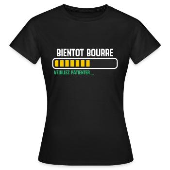 Bald betrunken, bitte warten... - Frauen T-Shirt - Schwarz - Vorne - AI Model Female 172 dark (172cm)