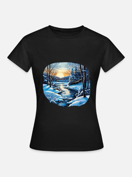 Winterlandschaft - Frauen T-Shirt - Schwarz
