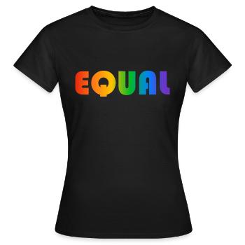 GLEICHER REGENBOGENTEXT - Frauen T-Shirt - Schwarz - Vorne - AI Model Female 172 dark (172cm)