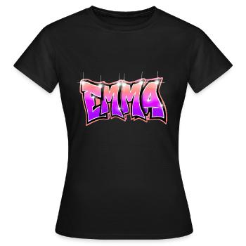 Graffiti Tag Name EMMA Pink - Women's T-Shirt - black - Front - AI Model Female 172 dark (172cm)