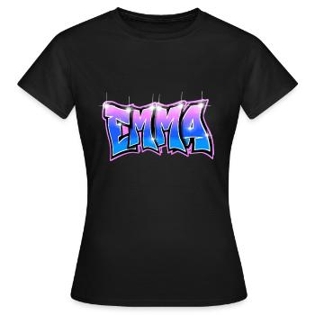 Graffiti Name Emma Pink Blue - T-shirt Femme - noir - Devant - AI Model Female 172 dark (172cm)