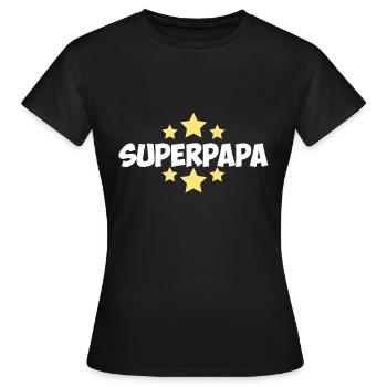 Superpapa Sterne Vatertag Spruch - Frauen T-Shirt - Schwarz - Vorne - AI Model Female 172 dark (172cm)