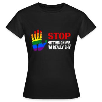 Arrêtez de me draguer, je suis timide - T-shirt Femme - noir - Devant - AI Model Female 172 dark (172cm)