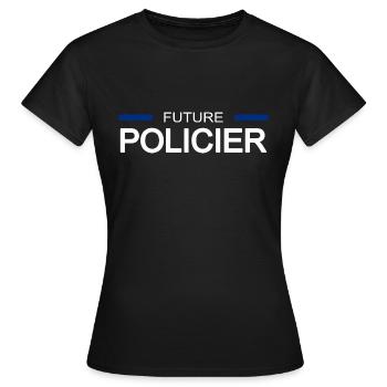 Future policier - T-shirt Femme - noir - Devant - AI Model Female 172 dark (172cm)