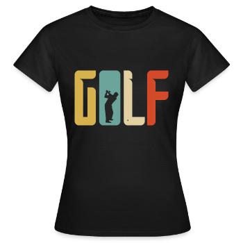 Golf Geschenk Retro Abschlag - Frauen T-Shirt - Schwarz - Vorne - AI Model Female 172 dark (172cm)
