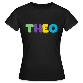 Name - Theo - Frauen T-Shirt - Schwarz - Vorne - AI Model Female 172 dark (172cm)
