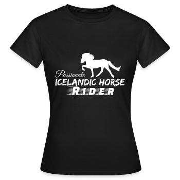 Cavalier islandais T-Shirt cheval islandais Islandais - T-shirt Femme - noir - Devant - AI Model Female 172 dark (172cm)
