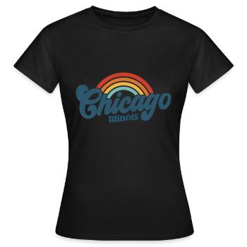 Chicago 70er Jahre Hippie - Frauen T-Shirt - Schwarz - Vorne - AI Model Female 172 dark (172cm)