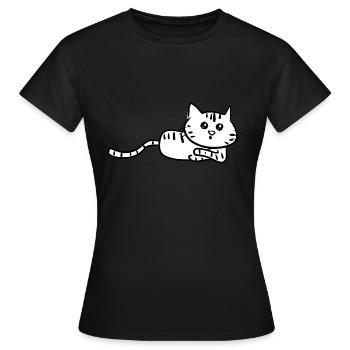 cat lying curious sweet animal - Women's T-Shirt - black - Front - AI Model Female 172 dark (172cm)