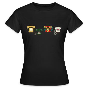 téléphone rétro vintage - T-shirt Femme - noir - Devant - AI Model Female 172 dark (172cm)