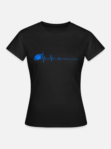 Football Herzschlag Sport - Frauen T-Shirt - Schwarz