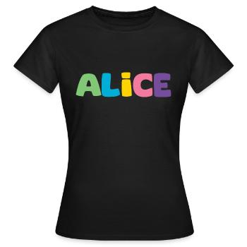 Nom - Alice - T-shirt Femme - noir - Devant - AI Model Female 172 dark (172cm)