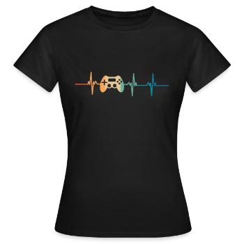 battement De cœur console de jeux - T-shirt Femme - noir - Devant - AI Model Female 172 dark (172cm)