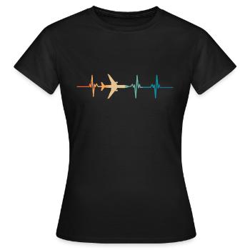 Battement de cœur avion - T-shirt Femme - noir - Devant - AI Model Female 172 dark (172cm)