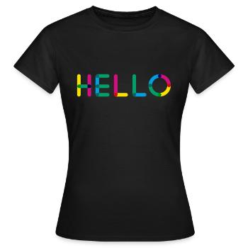 Hello - Women's T-Shirt - black - Front - AI Model Female 172 dark (172cm)