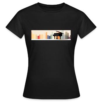 Piano panoramique avec barres de couleur horizon. - T-shirt Femme - noir - Devant - AI Model Female 172 dark (172cm)