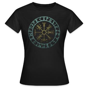 Vegvisir Compass Rune Vikings - Women's T-Shirt - black - Front - AI Model Female 172 dark (172cm)