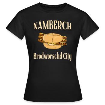 Nämberch Brodworschd City Nürnberg - Frauen T-Shirt - Schwarz - Vorne - AI Model Female 172 dark (172cm)