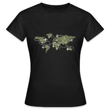 World map air traffic controller ATC flying - Women's T-Shirt - black - Front - AI Model Female 172 dark (172cm)