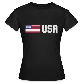 TEAM USA amerikanische Flagge Fahne vor Schrift - Frauen T-Shirt - Schwarz - Vorne - AI Model Female 172 dark (172cm)