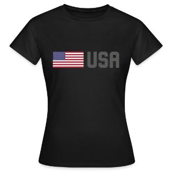 TEAM USA amerikanische Flagge Fahne vor Schrift - Frauen T-Shirt - Schwarz - Vorne - AI Model Female 172 dark (172cm)
