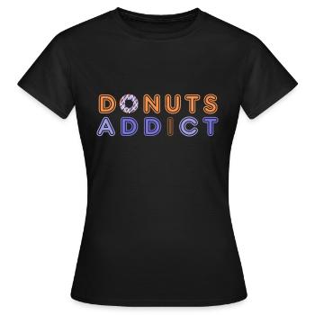 Donuts addict purple choco - T-shirt Femme - noir - Devant - AI Model Female 172 dark (172cm)