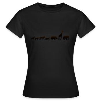 Gruppe Tiere Savanne Afrika Safari - Frauen T-Shirt - Schwarz - Vorne - AI Model Female 172 dark (172cm)