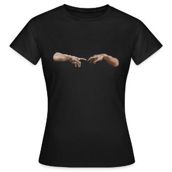Création Adam Michelangelo * Main gauche de Dieu - T-shirt Femme - noir - Devant - AI Model Female 172 dark (172cm)