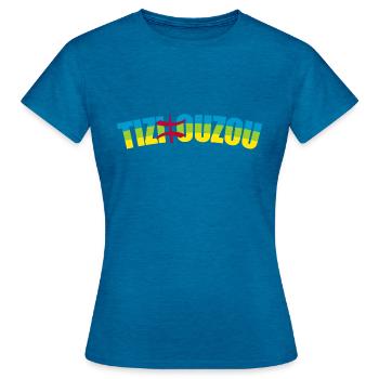 Tizi Ouzou, ville et wilaya d'Algérie - Frauen T-Shirt - Antikblaues Saphir meliert - Vorne - AI Model Female 172 dark (172cm)