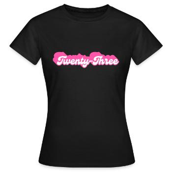 Twenty-Three Birthday - 23rd Birthday Retro Pink - Women's T-Shirt - black - Front - AI Model Female 172 dark (172cm)