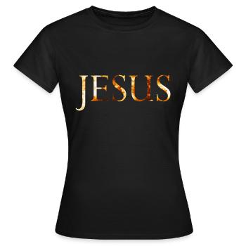 Jesus Feuerball - Frauen T-Shirt - Schwarz - Vorne - AI Model Female 172 dark (172cm)