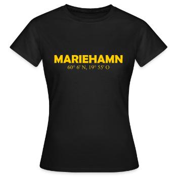 Mariehamn - Finland - Coordinates - Longitude - Women's T-Shirt - black - Front - AI Model Female 172 dark (172cm)