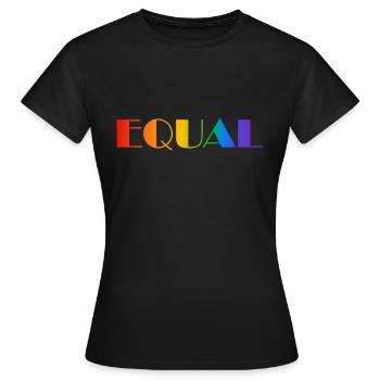 GLEICHER REGENBOGENTEXT - Frauen T-Shirt - Schwarz - Vorne - AI Model Female 172 dark (172cm)