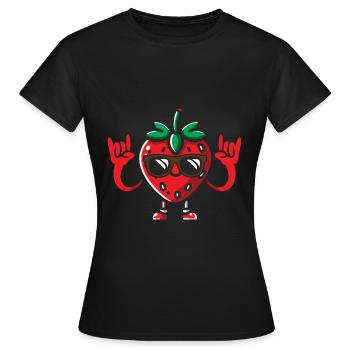 Wunderschönes Erdbeer Kostüm - Frauen T-Shirt - Schwarz - Vorne - AI Model Female 172 dark (172cm)