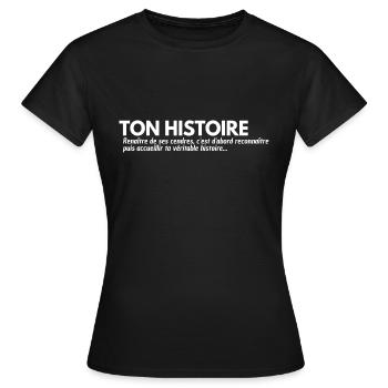 YOUR STORY. Quotation - Women's T-Shirt - black - Front - AI Model Female 172 dark (172cm)