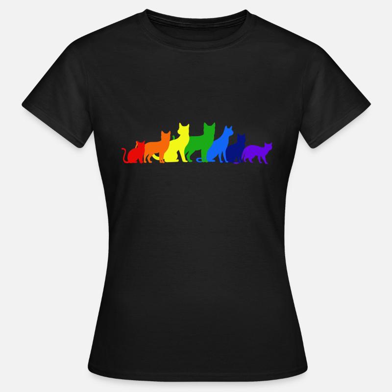 Regenbogen der Katzen - Frauen T-Shirt - Schwarz