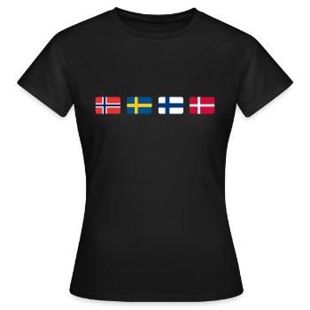 Drapeaux scandinaves - T-shirt Femme - noir - Devant - AI Model Female 172 dark (172cm)