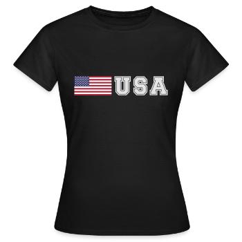 TEAM USA amerikanische Flagge Fahne vor Schrift - Frauen T-Shirt - Schwarz - Vorne - AI Model Female 172 dark (172cm)