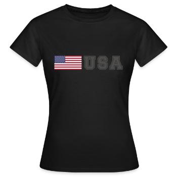 TEAM USA amerikanische Flagge Fahne vor Schrift - Frauen T-Shirt - Schwarz - Vorne - AI Model Female 172 dark (172cm)